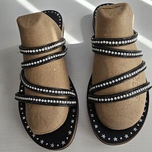 Black and White Strappy Sandals
